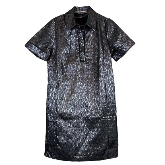 Timeless Naeem Khan Metallic Textured T-Shirt Dress Dark Silver Black Size 6 - Picture 1 of 10